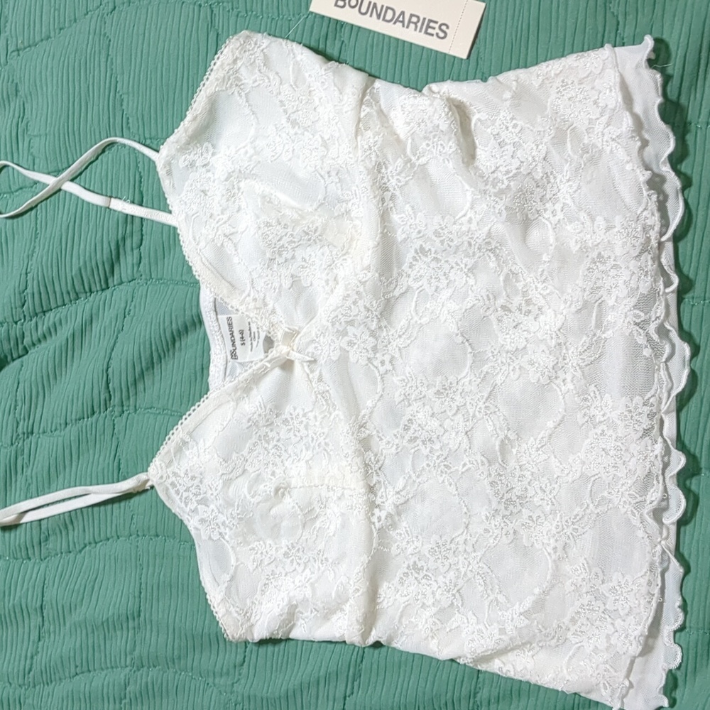 No Boundaries White Lace Slip Top